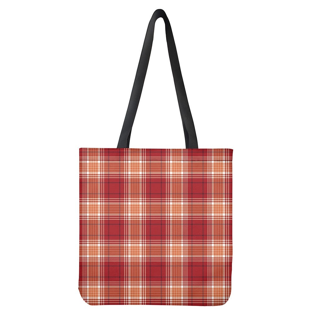 Western Tartan Pattern Print Tote Bag - Polyester Double-Sided Lightweight Shoulder Carry