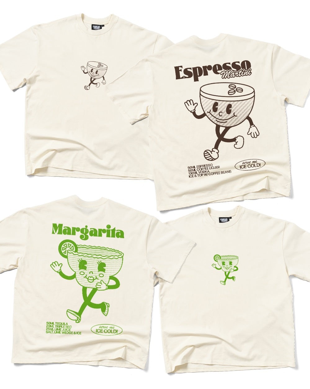 Cocktail Oversized Tee Bundle 2-Pack - Espresso Martini Margarita Graphic Tees
